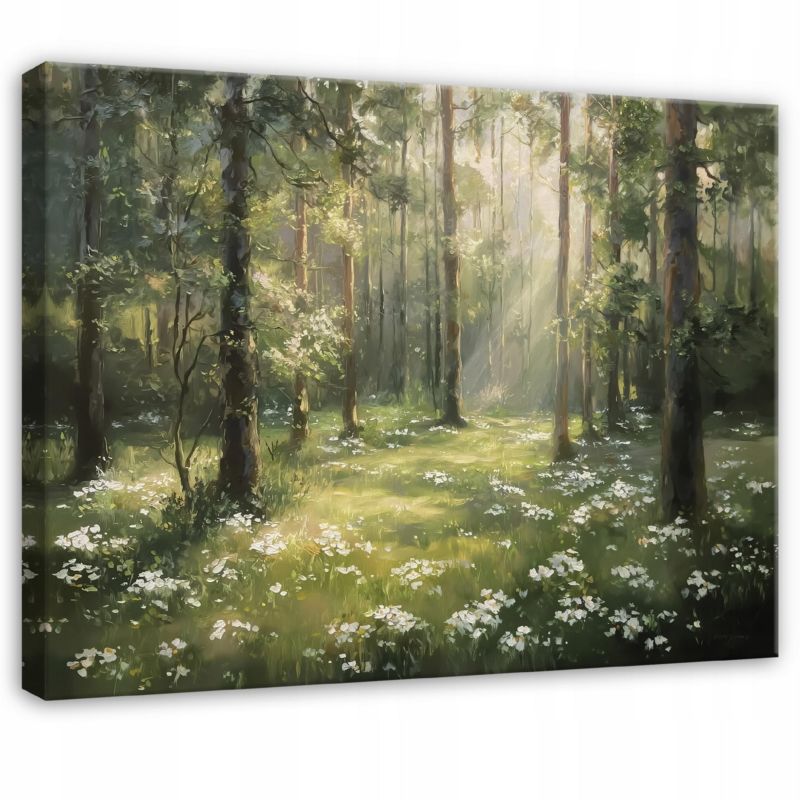 Obraz Las Drzewa Natura Zielony WALLARENA 120x80 cm Obraz Ścienny Do Sypialni Salonu Na Płótnie Canvas 1 szt.