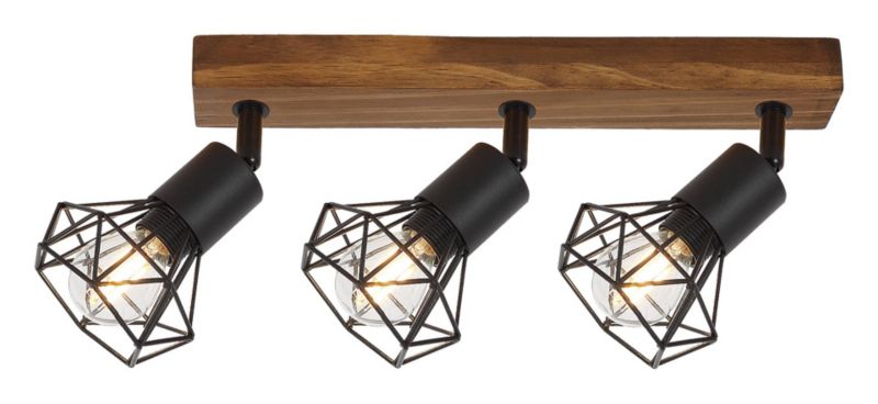 Oprawa sufitowa spot Rabalux Zeus dąb-czarny matowy 3 x E14 x 40W IP20 wym: 15 x 52,5 x 15 cm - 1 szt.
