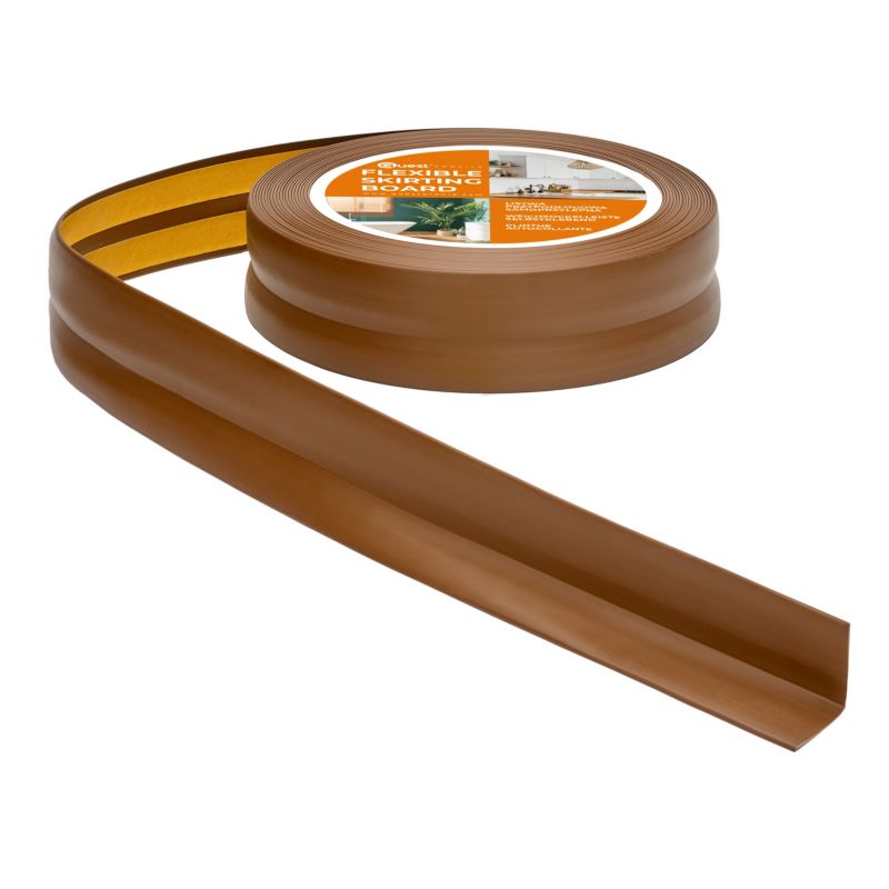 Listwa wykończeniowa PCV 30x30mm, QUEST, samoprzylepna, elastyczna, miękka taśma dekoracyjna, brąz, 10m