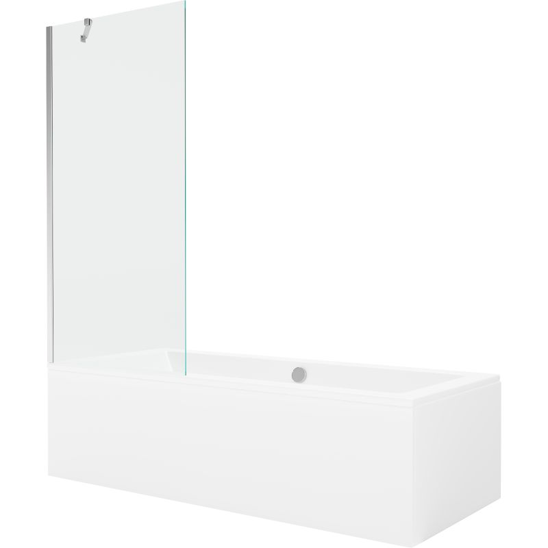 Wanna prostokątna Mexen Cube 180 x 80 cm z obudową i parawanem 1-skrzydłowym 80 cm transparent chrom 550518080X9508000001 1 szt.