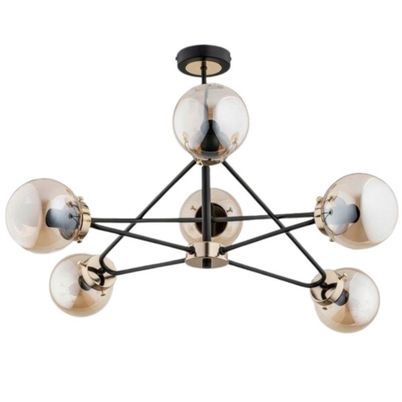 Żyrandol Alfa Sagito czarno-mosiężny wym: 55 x 60 x 62 cm 5xE14 x 40W 1 szt.