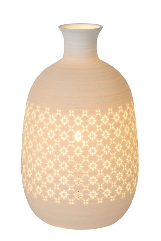 Lampa stołowa Lucide Tisse biała 1 x E14 x 40W IP20 wym: 26.3 x 15.4 x 15.4 cm ceramika - 1 szt.