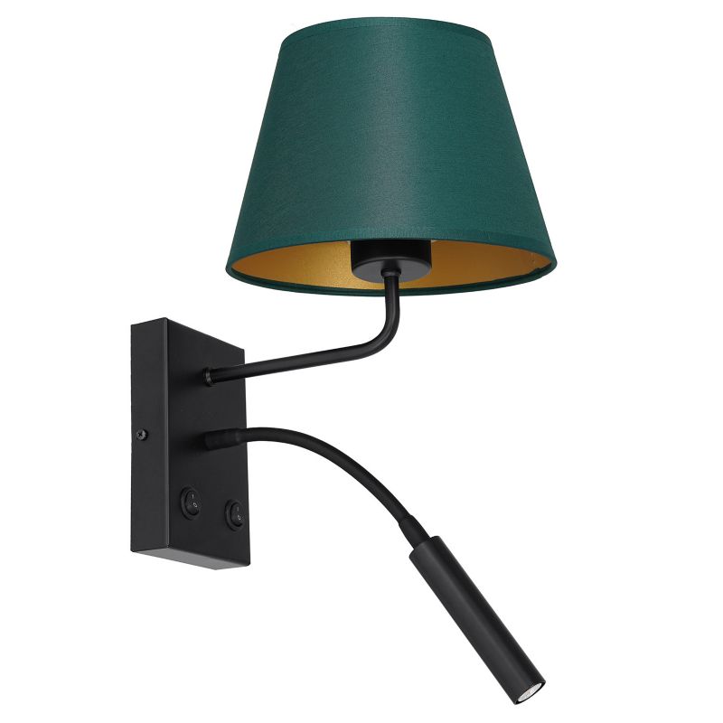 Kinkiet ścienny Luminex Arden czarny mat do czytania z włącznikiem 1 x E27+G9 x 15W IP20 wym: 38 x 20 x 26 cm - 1 szt.