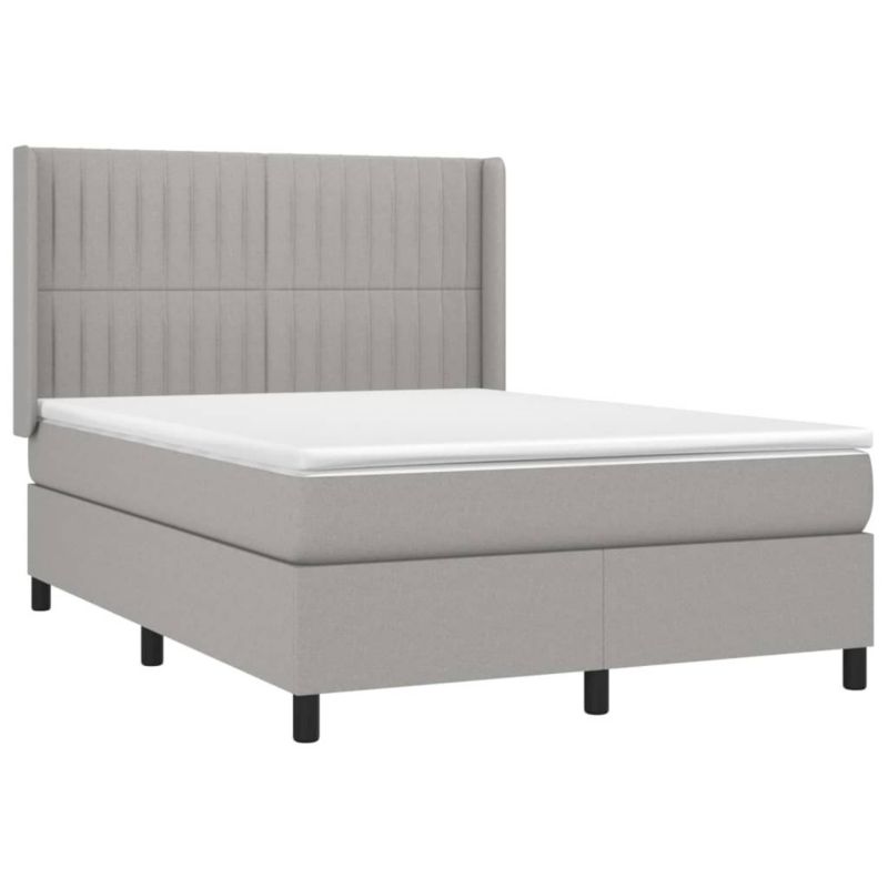 Łóżko kontynentalne WaszeMeble 140x200 cm jasnoszare WM-3138477 1 szt.