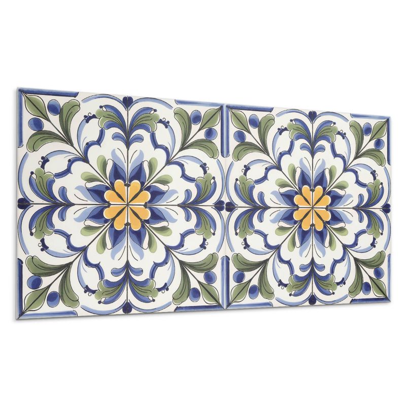 Panel samoprzylepny Wallfluent 120x60 cm Ceramiczne zdobienia z kwiatowym akcentem 1 szt.