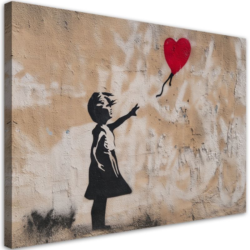 Obraz na płótnie Feeby Banksy Dziewczynka z balonikiem Beżowy 60x40cm 1szt