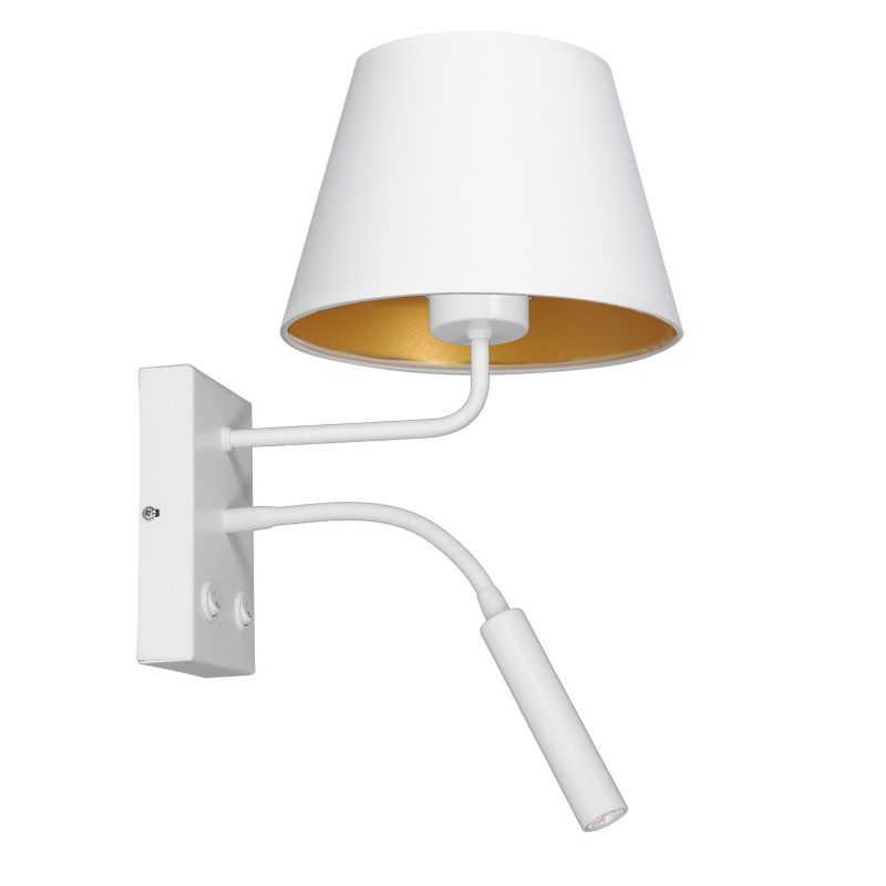 Kinkiet Luminex Arden biały mat-złoty do czytania z włącznikiem 1 x E27+G9 x 15W IP20 wym: 38 x 18 x 26 cm - 1 szt.