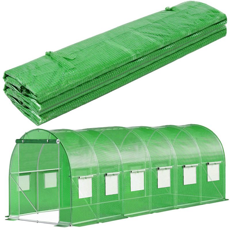 Folia zapasowa do tunelu ogrodowego Springos 6x3x2 m poszycie UV-4 140gs/m zielone 1 szt.