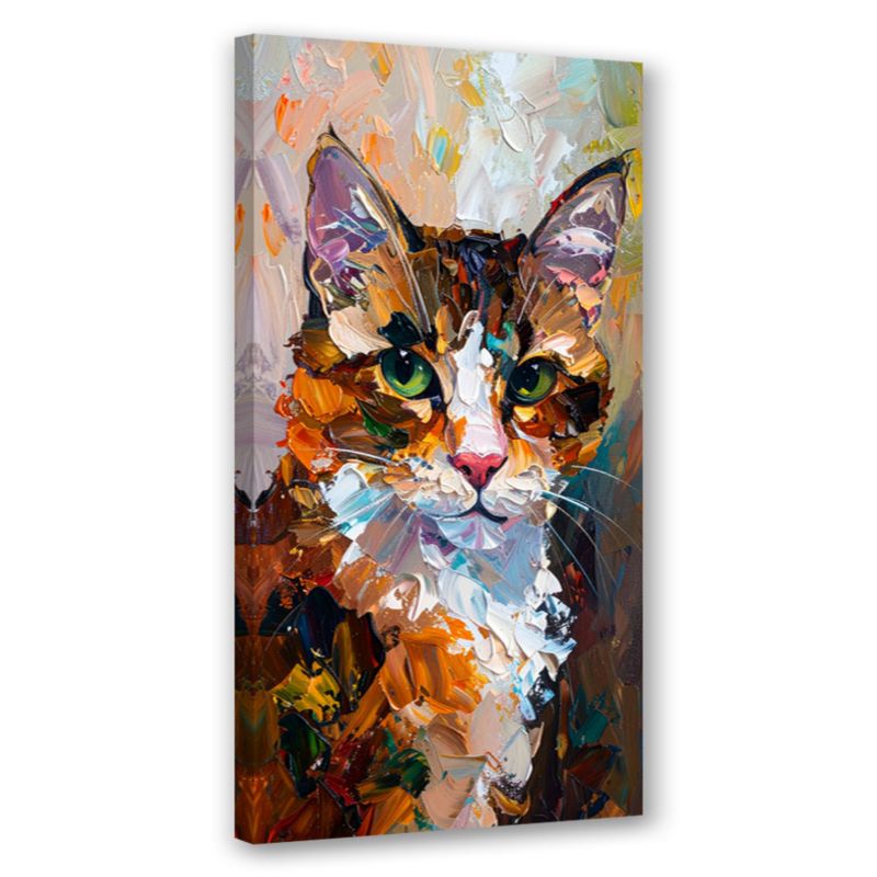 Obraz na płótnie do pokoju dziecka salonu Feeby Abstrakcja Kolorowy Kot 60x120cm 1szt