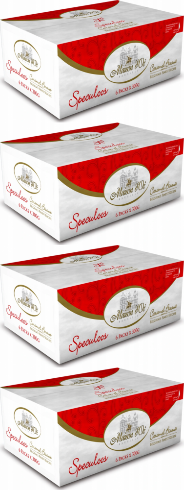 4x Ciastka Speculoos Maison d'Or, karmelowy, pakowane pojedynczo, karton, 6g x 300 sztuk