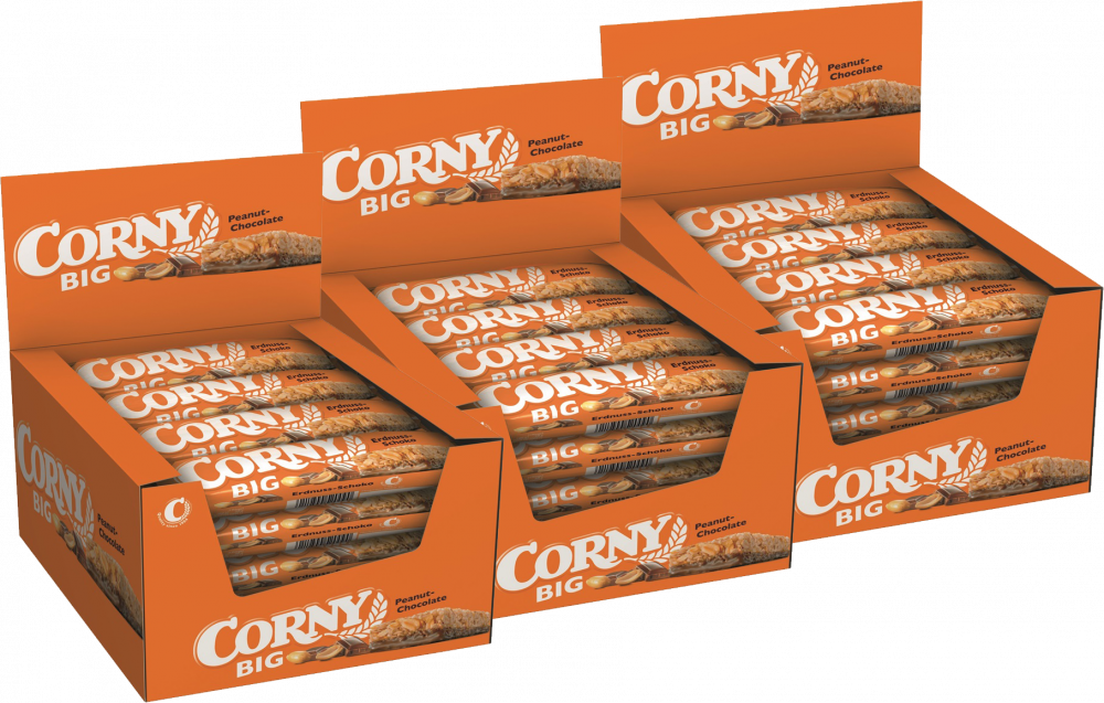 72x Baton zbożowy Corny Big z mleczną czekoladą i orzechami arachidowymi, 50g