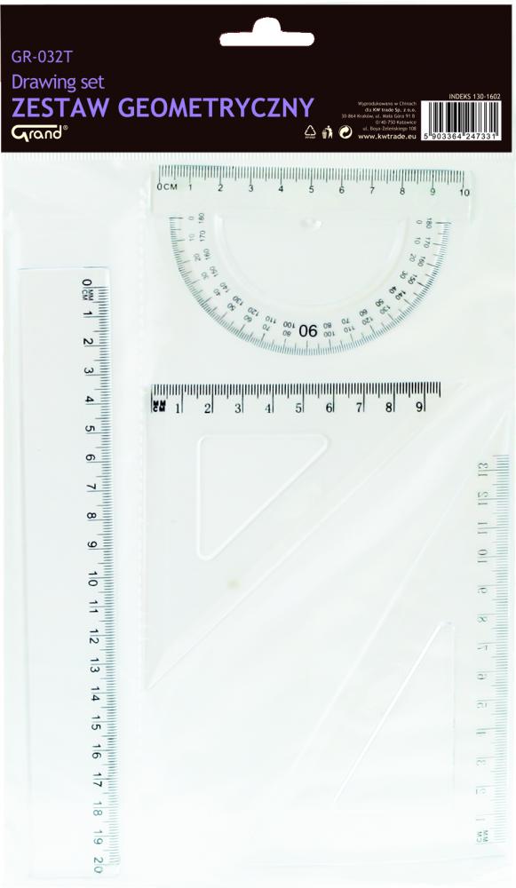 Zestaw geometryczny Grand GR-032T, 4 elementy, transparentny