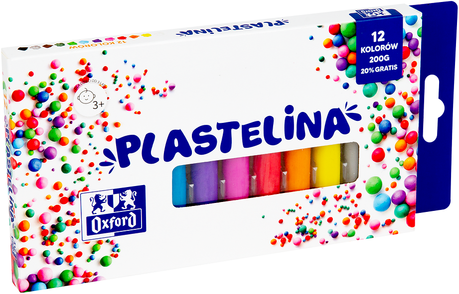 Plastelina Oxford mix kolorów, 12 kolorów, 200g
