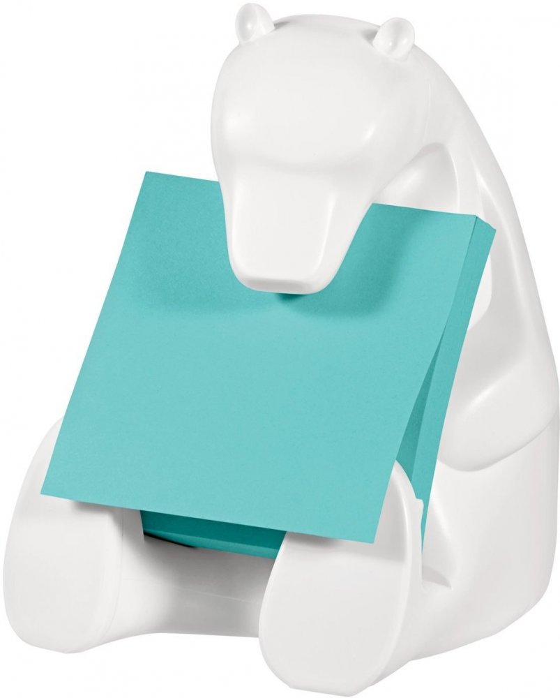 Podajnik do karteczek samoprzylepnych Post-it Z-Notes, Miś polarny + notes 90 arktycznych karteczek, biały