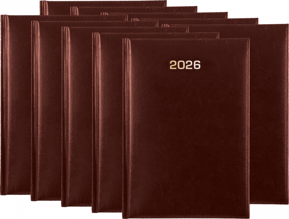 10x Kalendarz książkowy 2026, Udziałowiec, A5, tygodniowy, 64 kartki, bordo