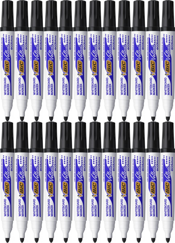 24x Marker suchościeralny Bic Velleda ECOlutions, okrągła, 4.95mm, czarny