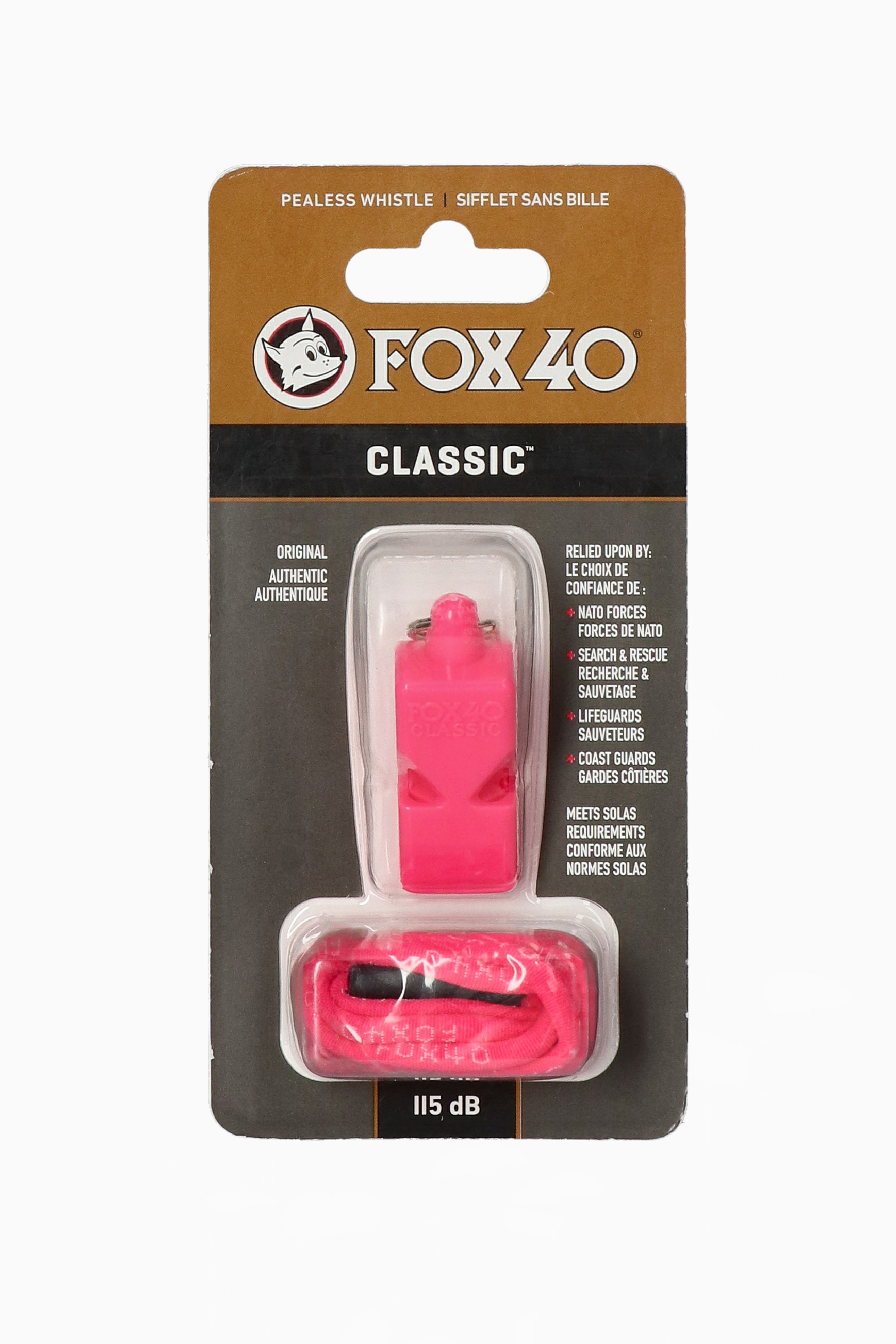 Gwizdek ze sznurkiem Fox40 Classic - Różowy