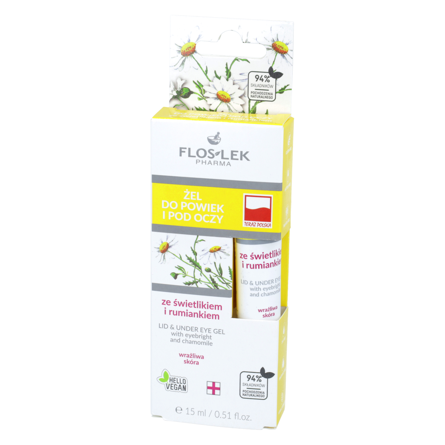 Floslek - żel do powiek i pod oczy ze świetlikiem i rumiankiem, 15 ml