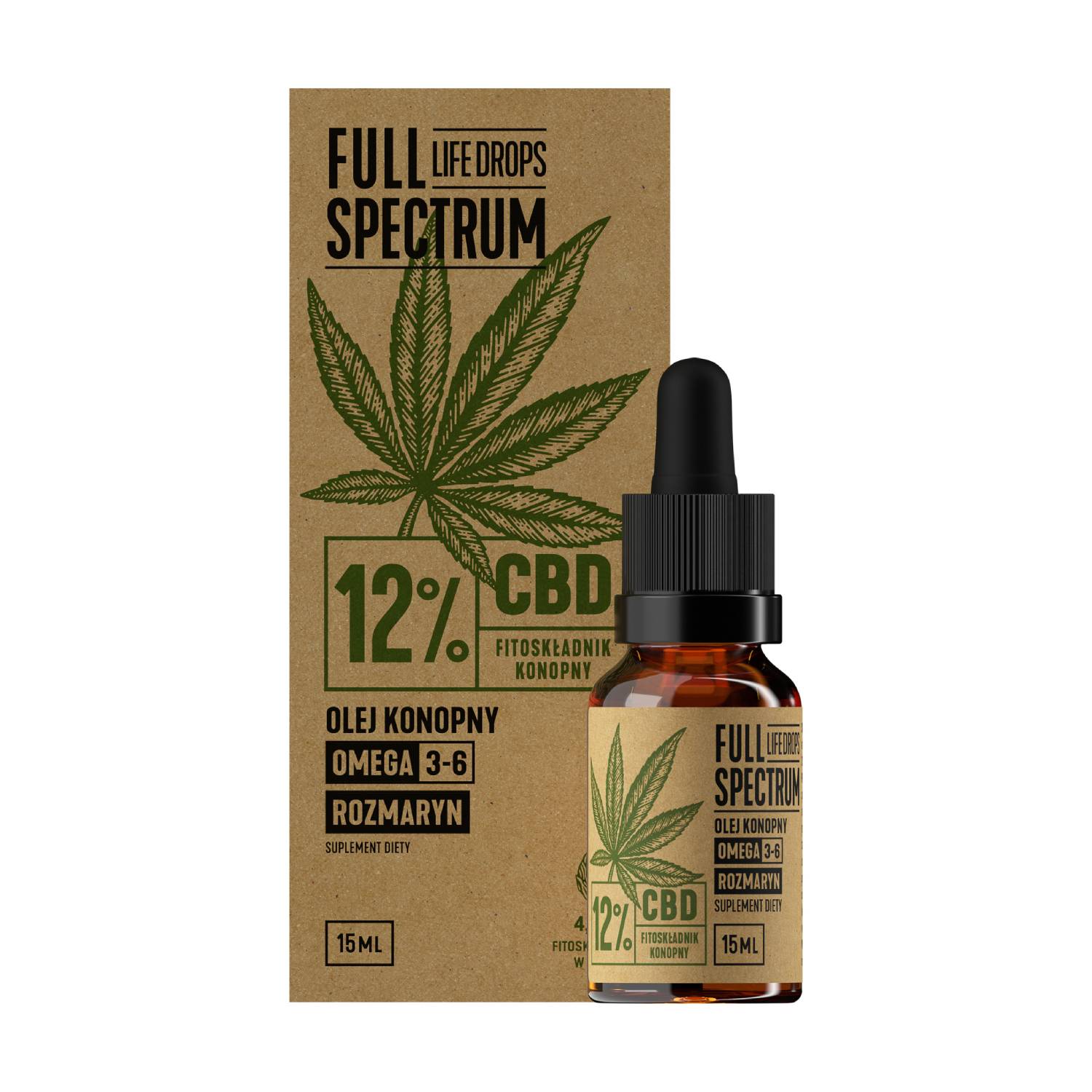 Cosma full spectrum life drops, olej konopny cbd 12%, 15 ml