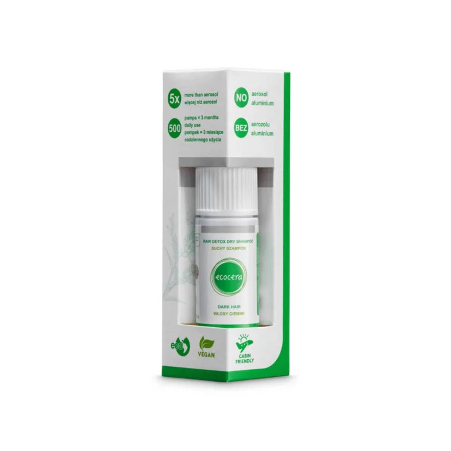 Ecocera - hair detox, suchy szampon do włosów ciemnych, 15 g