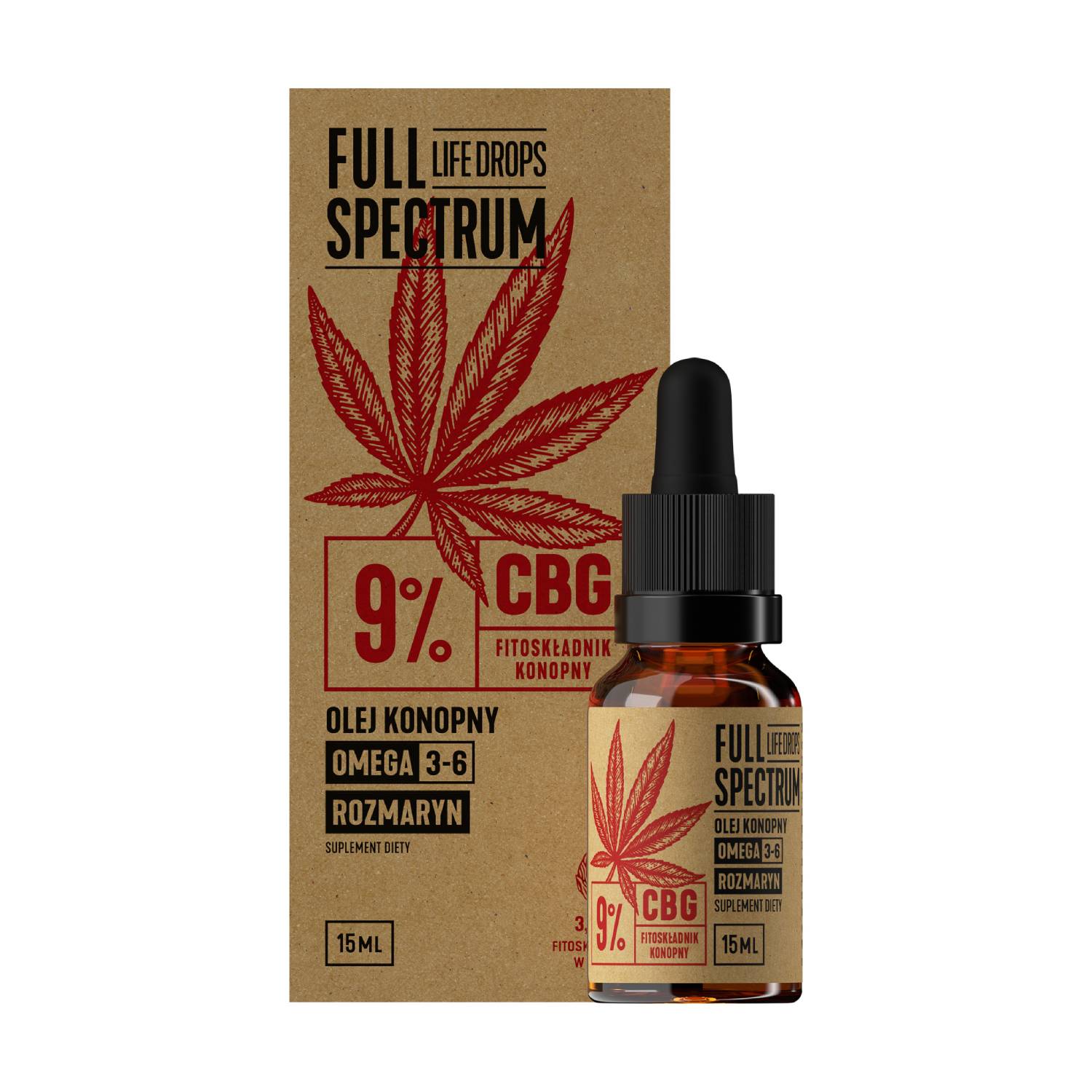Cosma full spectrum life drops, olej konopny cbg 9%, 15 ml