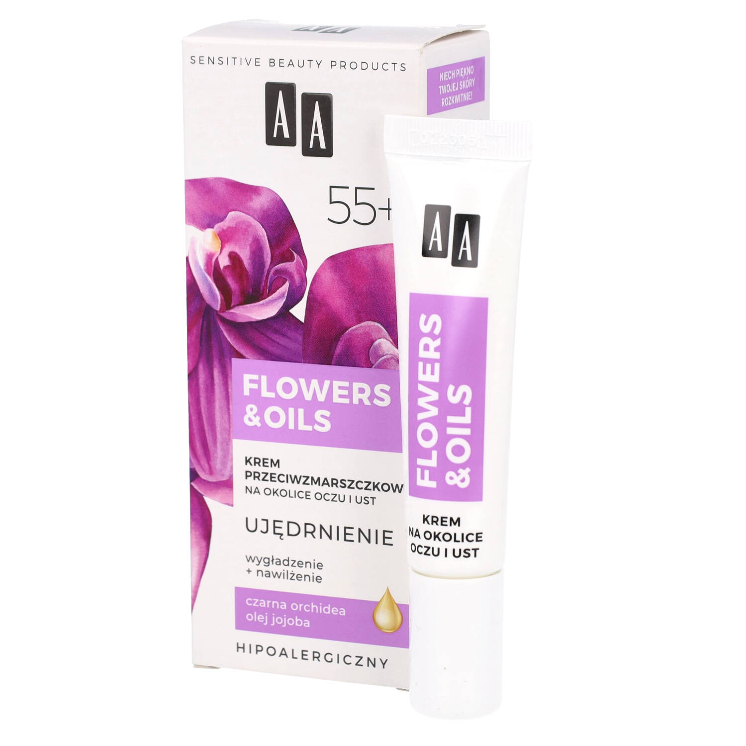 Aa flowers and oils - krem przeciwzmarszczkowy na okolice oczu i ust 55+, 15 ml