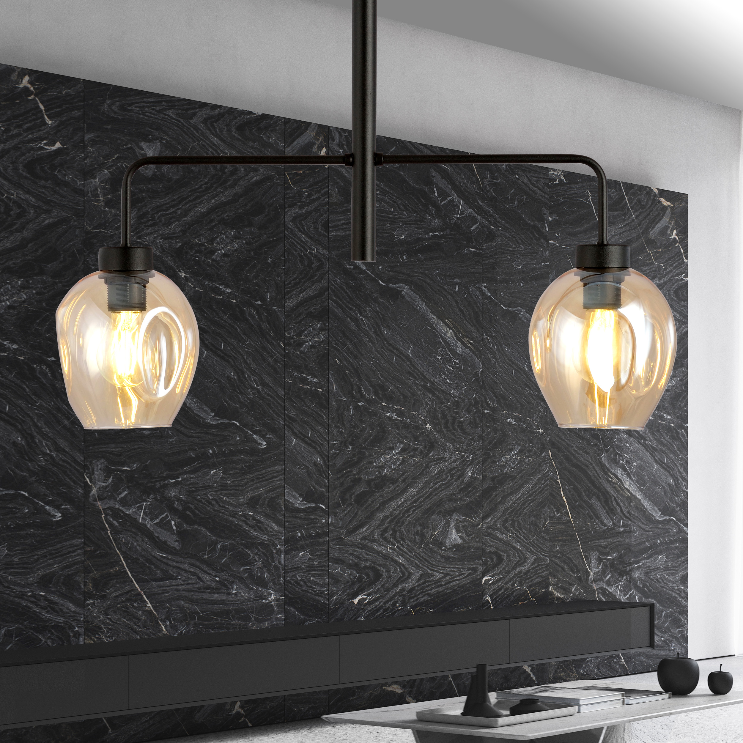 Emibig Lukka lampa podsufitowa 2x15 W czarna-bursztynowa 1165/2