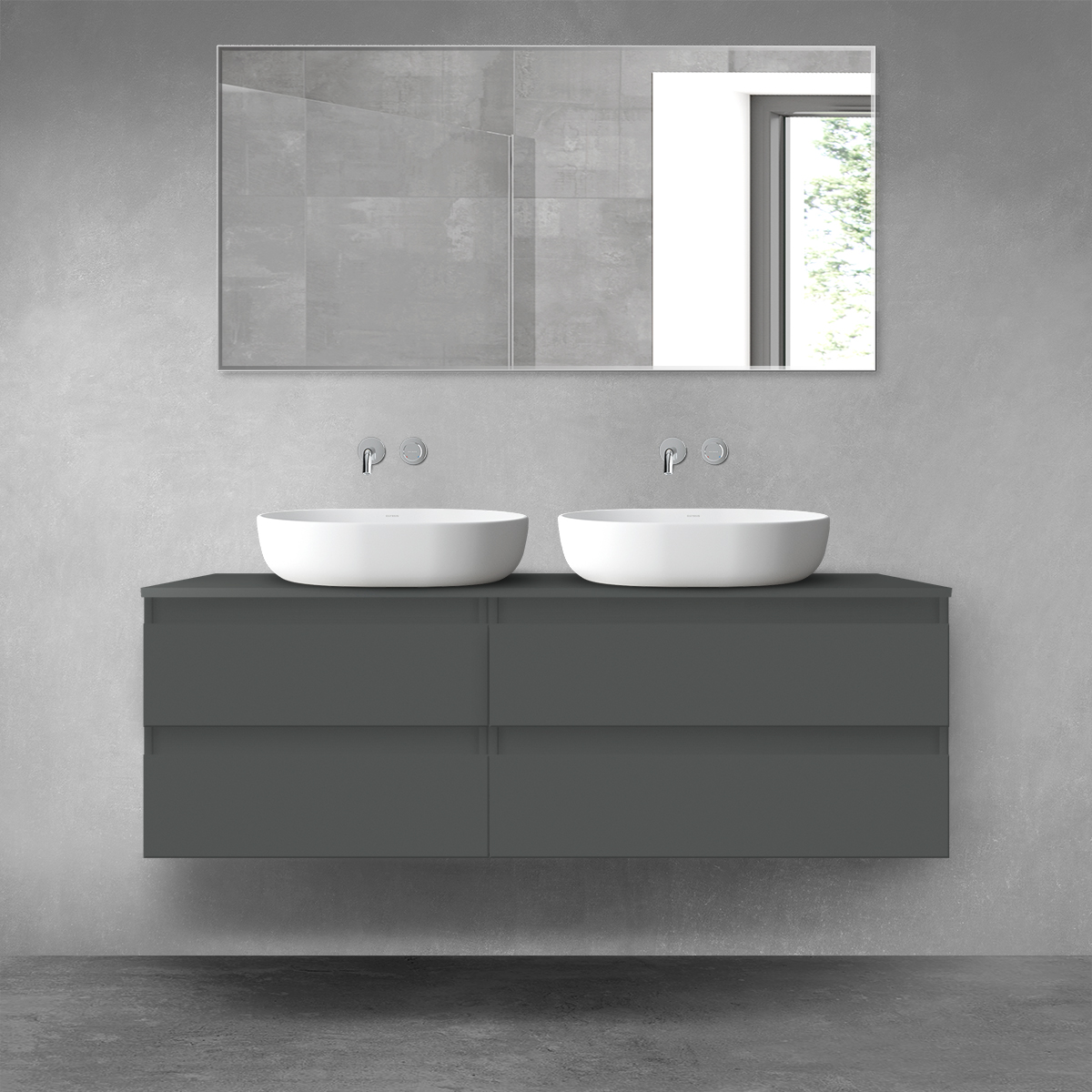 Oltens Vernal zestaw mebli łazienkowych 140 cm z blatem grafit mat 68257400 - Wysyłka w 24h