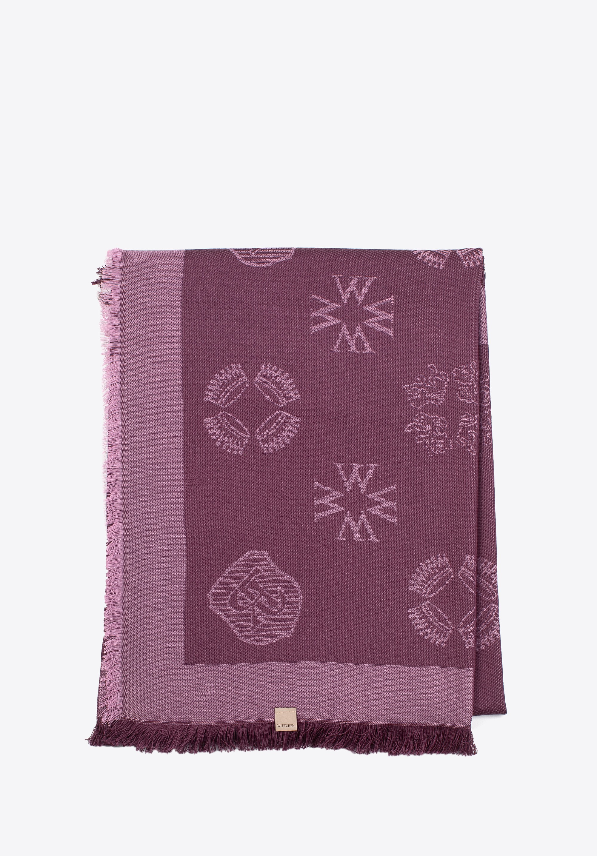Chusta damska z bambusem tkany w monogram fioletowa