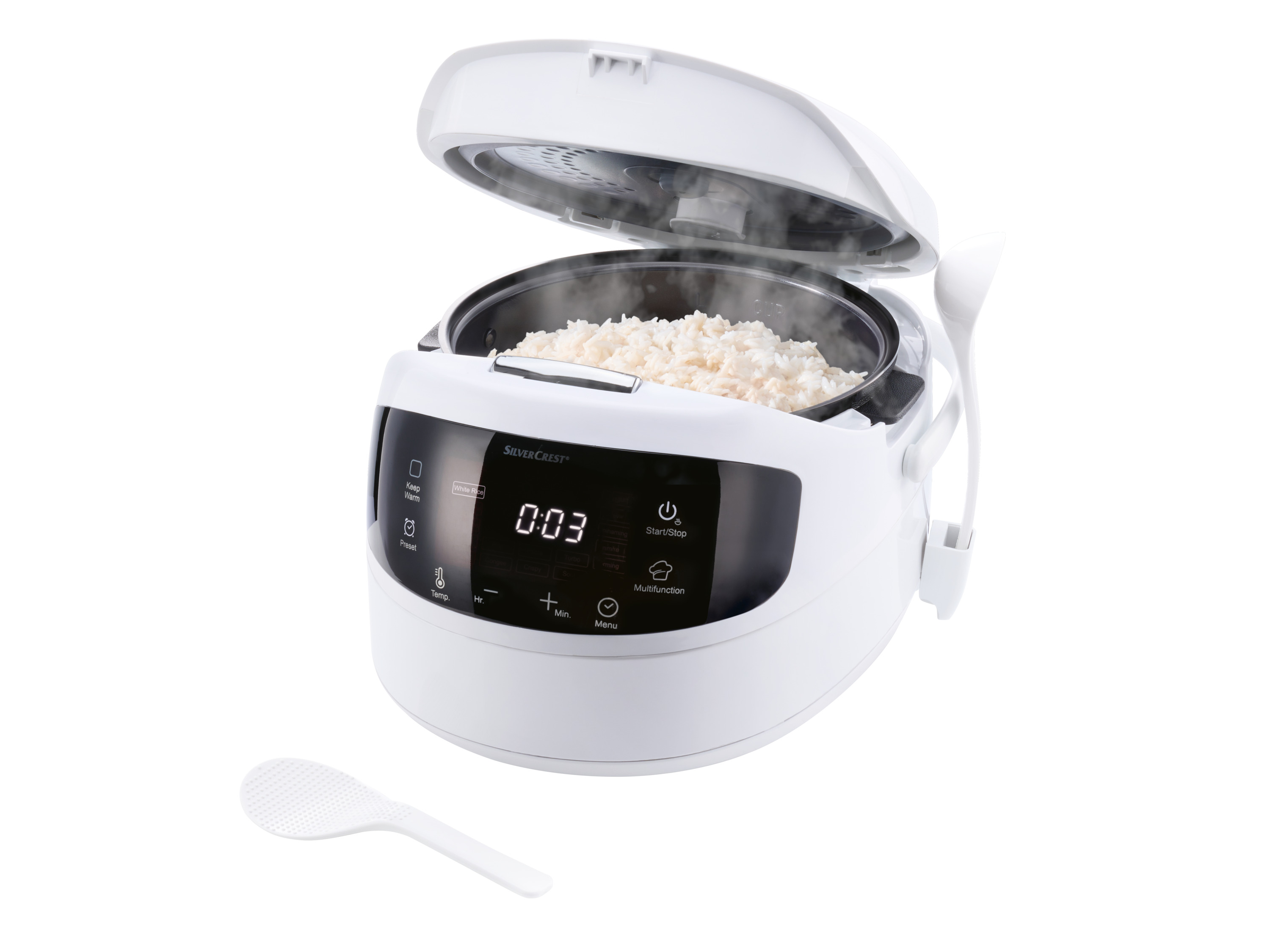 SILVERCREST KITCHEN TOOLS Ryżowar cyfrowy SRKM 860 A1, 1,5 L, 860 W, 18 programów, wkładka do gotowania na parze, wyświetlacz LED