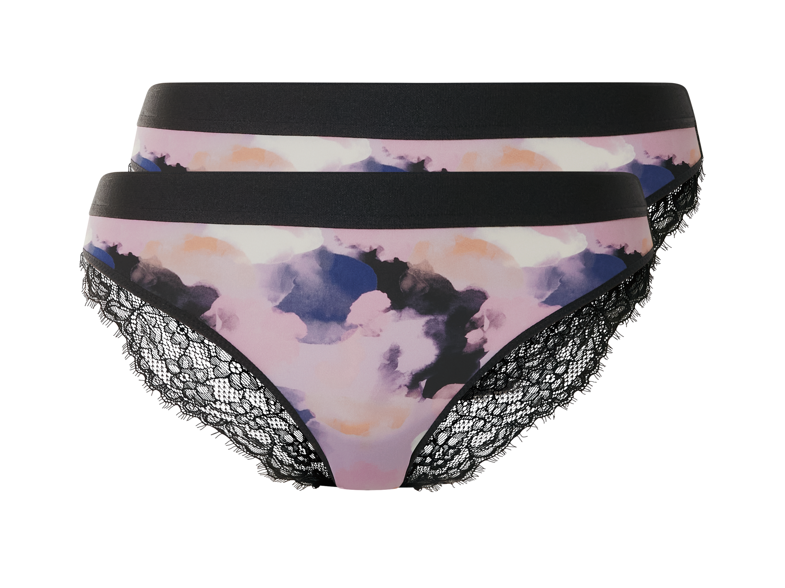 esmara Majtki figi damskie, 2 pary (Wzorzysty, XS (32/34), Elegancka koronka, Lekko transparentny tył, Oeko-Tex Standard 100)
