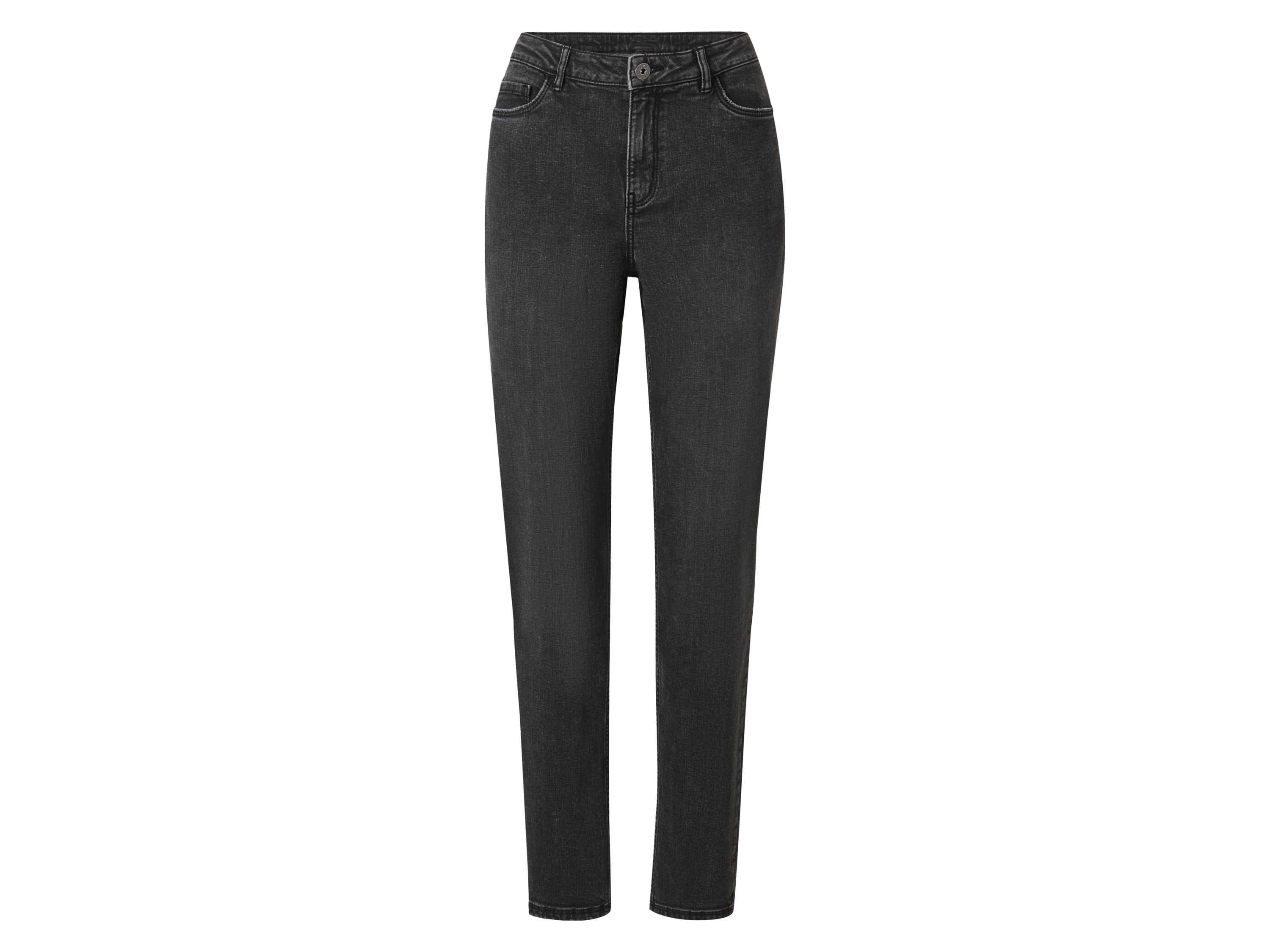esmara Jeansy straight high waist damskie z bawełną Szary, 34