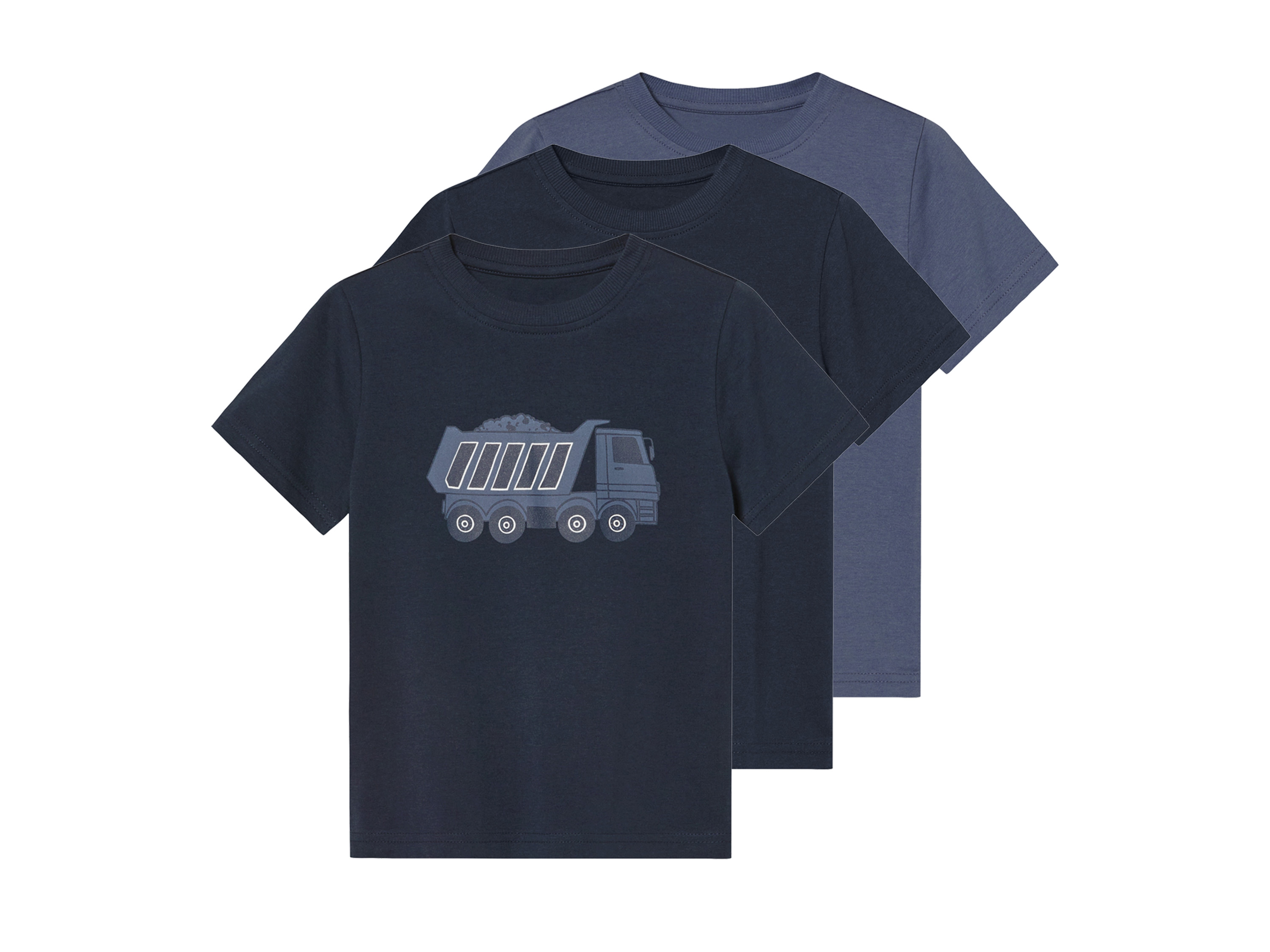 lupilu T-shirty dziecięce z bawełną, 3 sztuki Niebieski, 110/116
