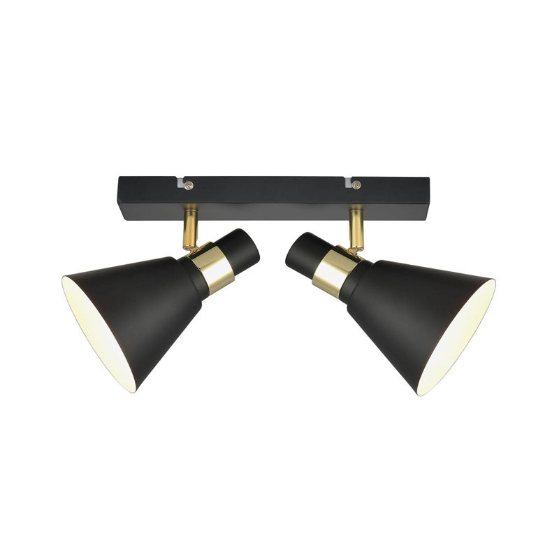 Kinkiet ścienny Italux Biagio czarno-złoty 2 x E14 x 40W IP20 wym: 35 x 20 cm - 1 szt.