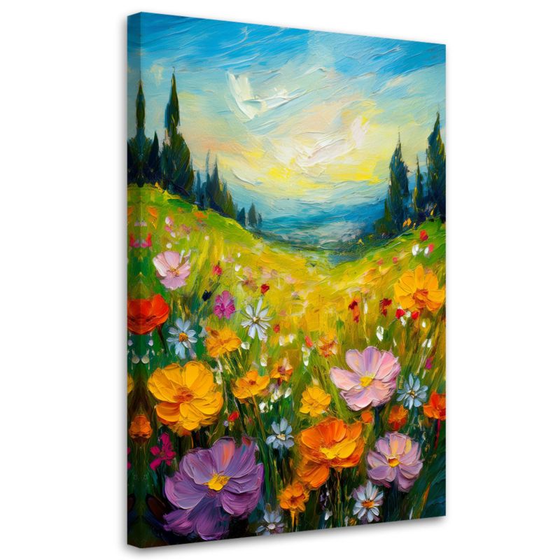 Obraz na płótnie Feeby Łąka Kwiaty Krajobraz Natura 60x90cm 1szt