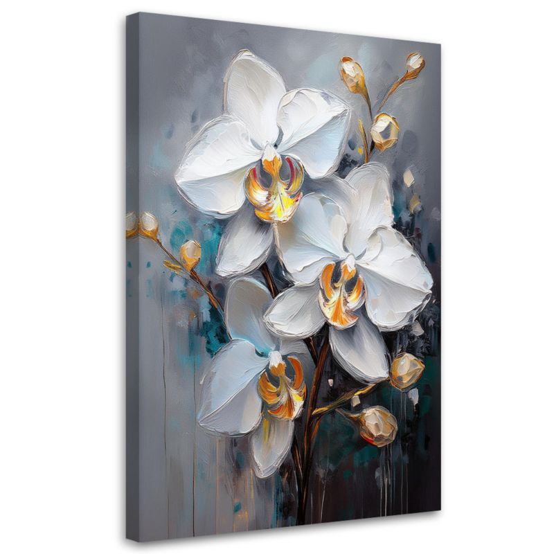 Obraz na płótnie Feeby Biały Storczyk Kwiaty Glamour 60x90cm 1szt