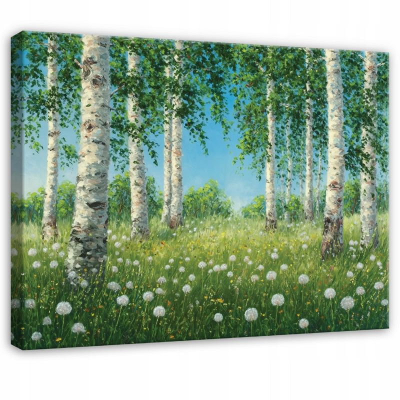 Obraz WALLARENA Do Sypialni Salonu Na Płótnie Las Brzozy Natura 100x70 cm 1 szt.