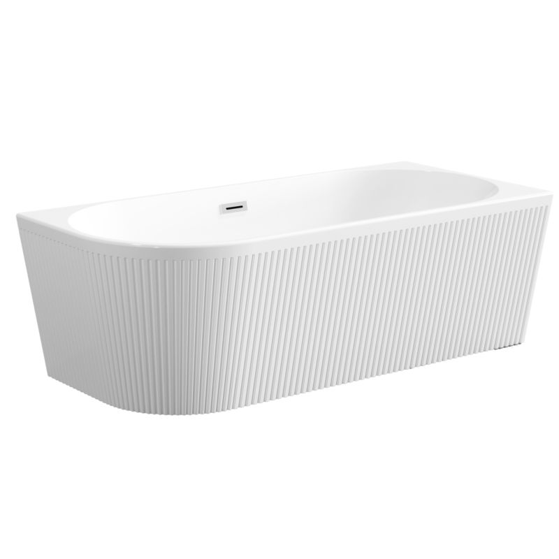 Wanna wolnostojąca przyścienna Invena Glamour, ryflowana 170 cm, prawostronna, z syfonem i korkiem/odpływem w kolorze chrom 1 szt.