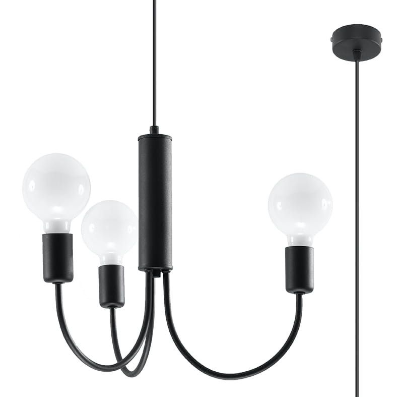 Lampa sufitowa wisząca Sollux Lighting Piccolo 8564 czarna szerokość 46 cm 3xE27 x 60W 1 szt.