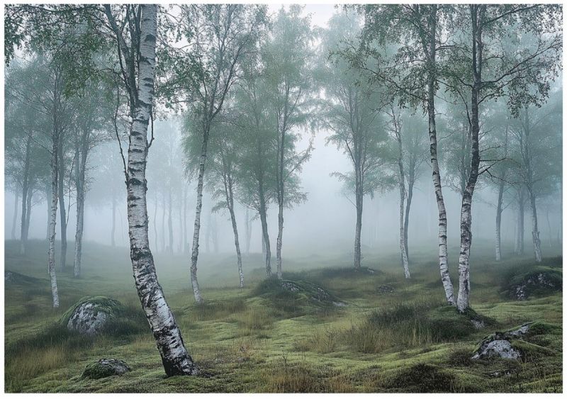 Fototapeta 3D Las Brzozowy Drzewa Natura Do Salonu Sypialni WALLARENA 350x250 cm Tapeta Na Flizelinie 1 szt.