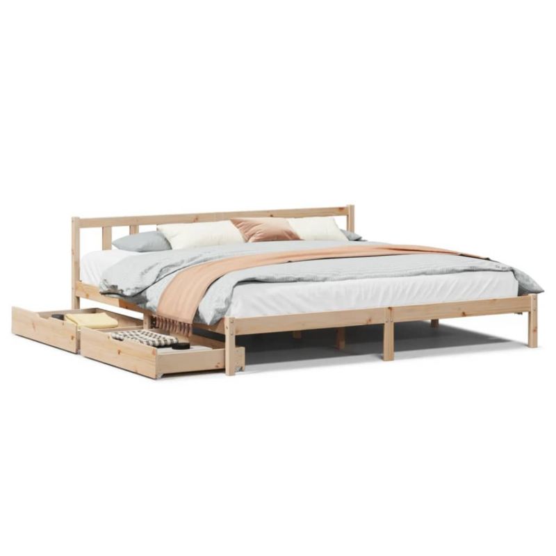 Łóżko drewniane WaszeMeble 200x200 cm brązowe WM-3301483 1 szt.
