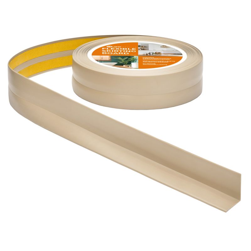 Listwa wykończeniowa PCV 30x30mm, QUEST, samoprzylepna, elastyczna, miękka taśma dekoracyjna, beż, 10m