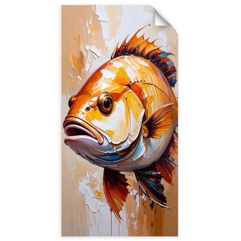 Plakaty samoprzylepne do salonu sypialni Feeby Ryba imitacja farby 40x80cm 1szt