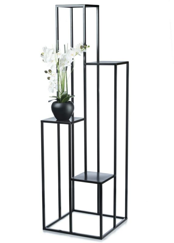 Kwietnik stojący HowHomely Metalowy Czarny 44x150 cm 1 szt.