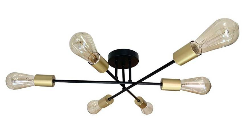 Żyrandol lampa sufitowa Crespilo czarno-złota 6xE27
