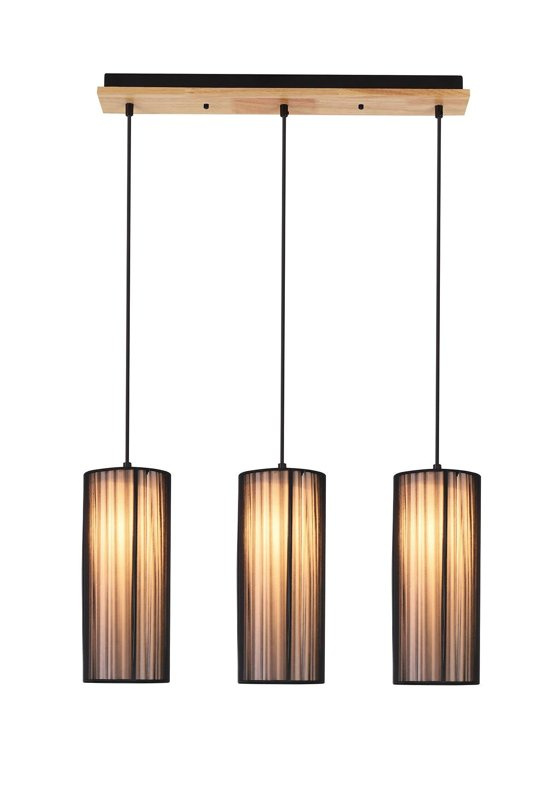 Lampa wisząca czarna drewniana 3xE27 Kioto Ledea