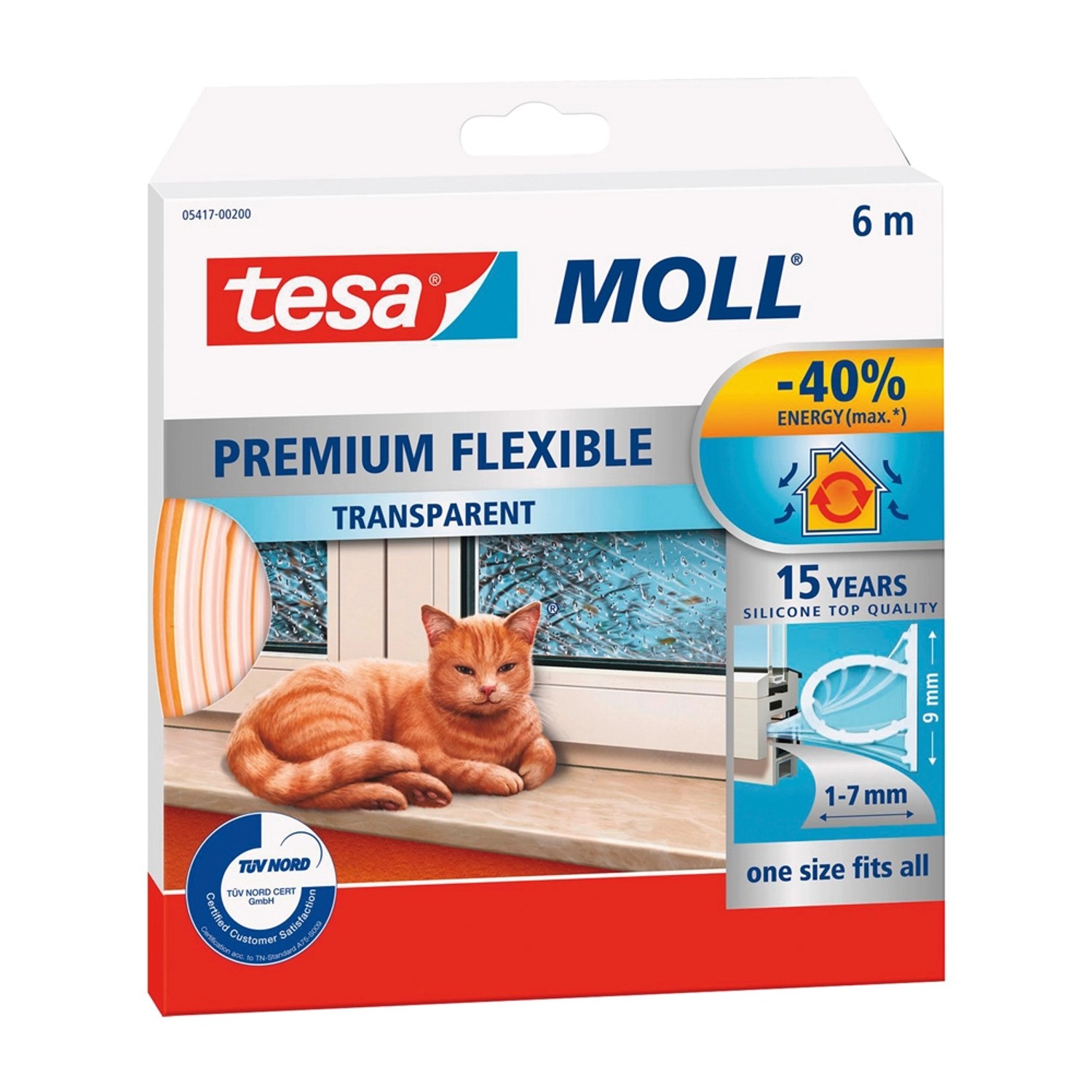 Tesa Uszczelka silikonowa bezbarwna 6 m