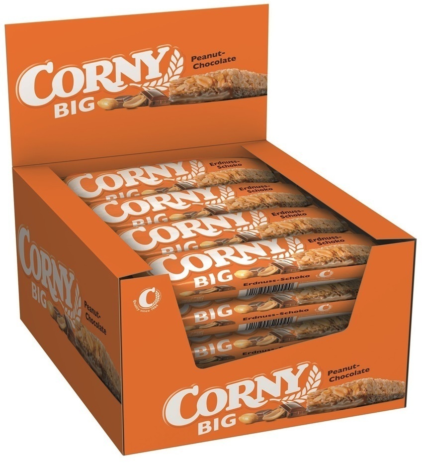 24x Baton zbożowy Corny Big z mleczną czekoladą i orzechami arachidowymi, 50g