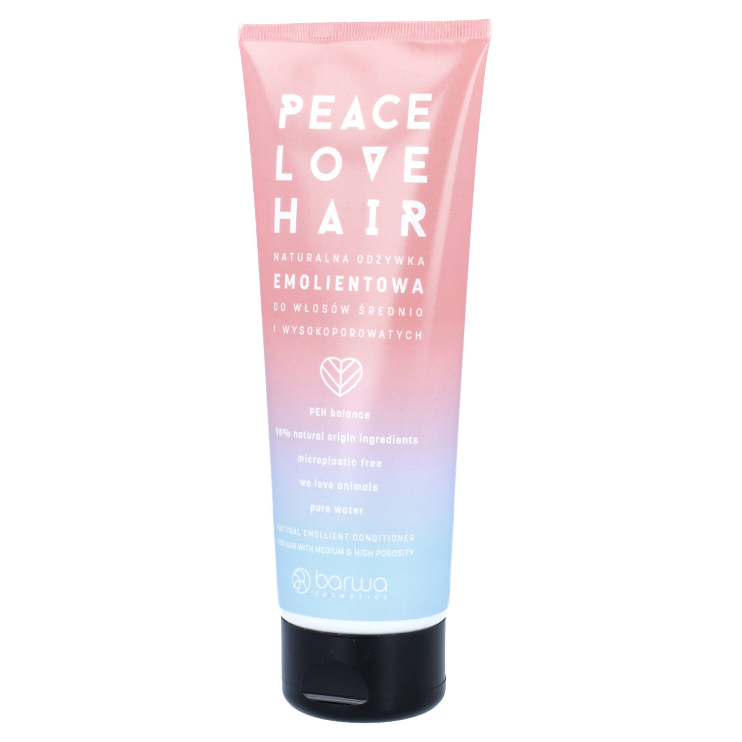 Barwa peace love hair - naturalna odżywka emolientowa do włosów średnio i wysokoporowatych, 180 ml (data ważności: 30.11.2025)