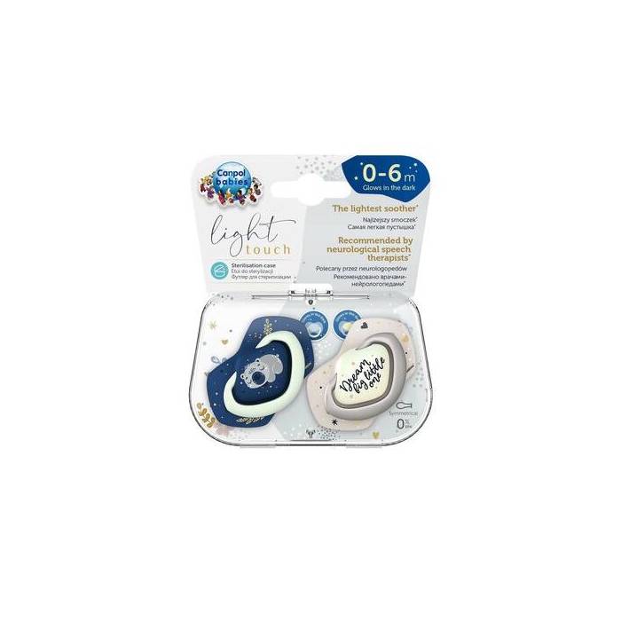 Canpol babies - smoczek silikonowy 0-6m, symetryczny sleepy koala boy 22/658, 2 sztuki